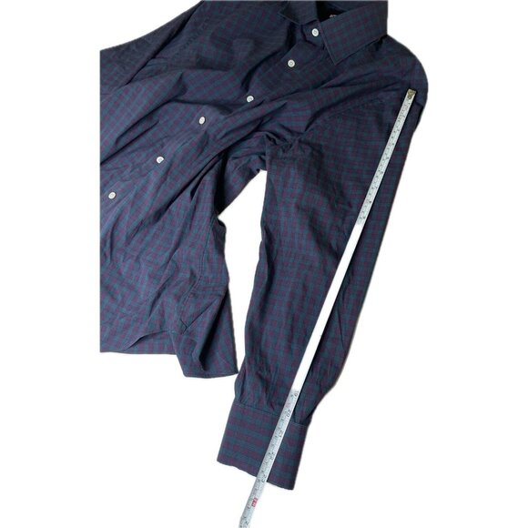 Bonobos Stretch Tailored Fit Button Up Shirt 17.5 33 Plaid Blue Purple - Picture 7 of 8